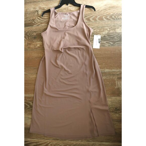 Isabel Maternity by Ingrid & Isabel Women's Sz M Taupe Slit Active Midi Dress - Picture 10 of 16